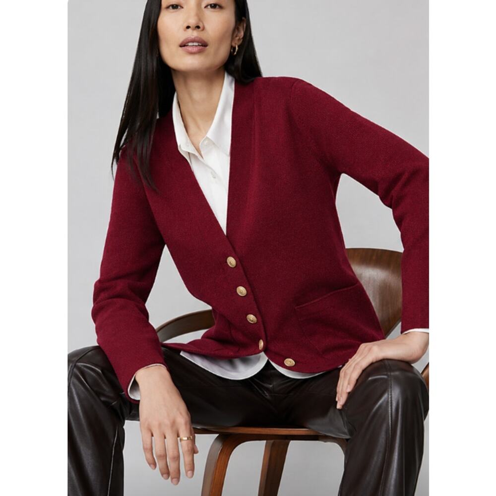 Ann Taylor NWOT  V-neck Sweater Blazer Maroon Red XL